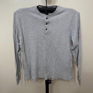 𝅺members Mark Light Grey Heather Thermal Henley Shirt - XL